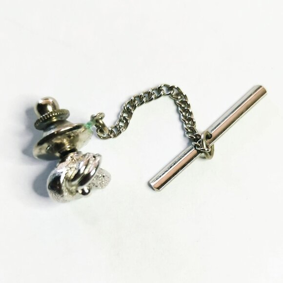 Vintage Swank Silver-Tone Knot Chain Tie Tack - Picture 2 of 4